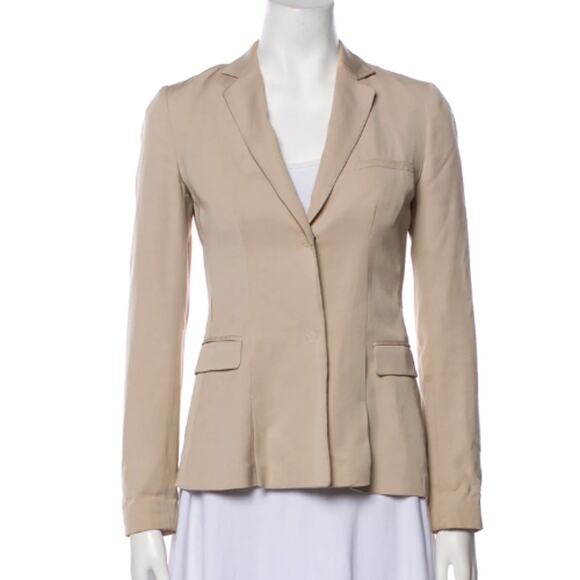 LIU JO Blazer Luxury Tailored Wool Blend Jacket in Tan Size Medium - Picture 2 of 4